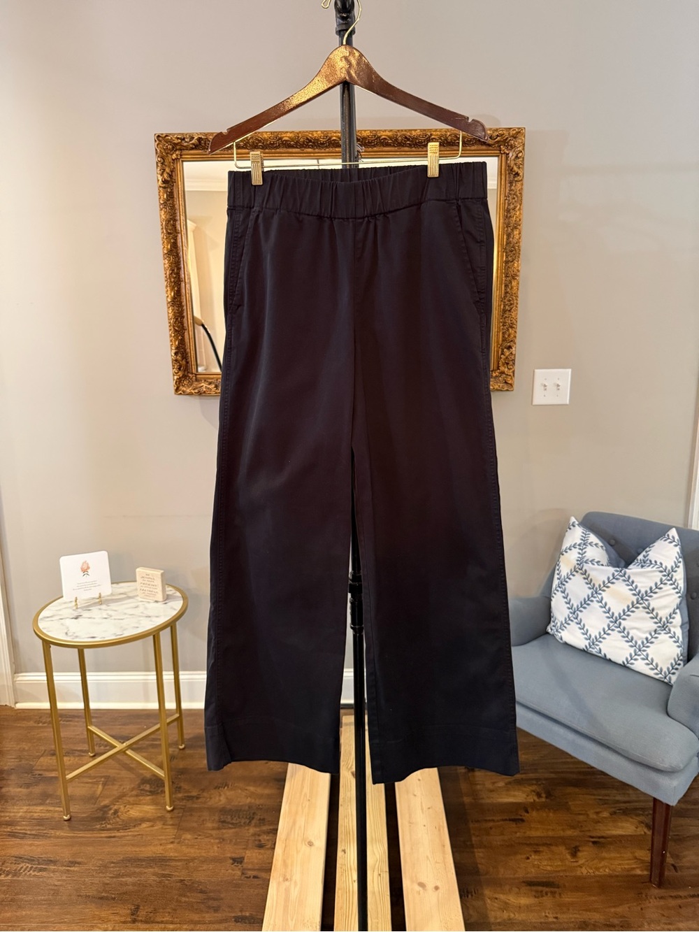 J. Crew Black Wide-Leg Pull-On Pants